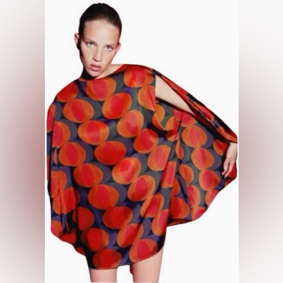 Zara Retro Geometric Long Sleeve mini dress - Picture 3 of 3